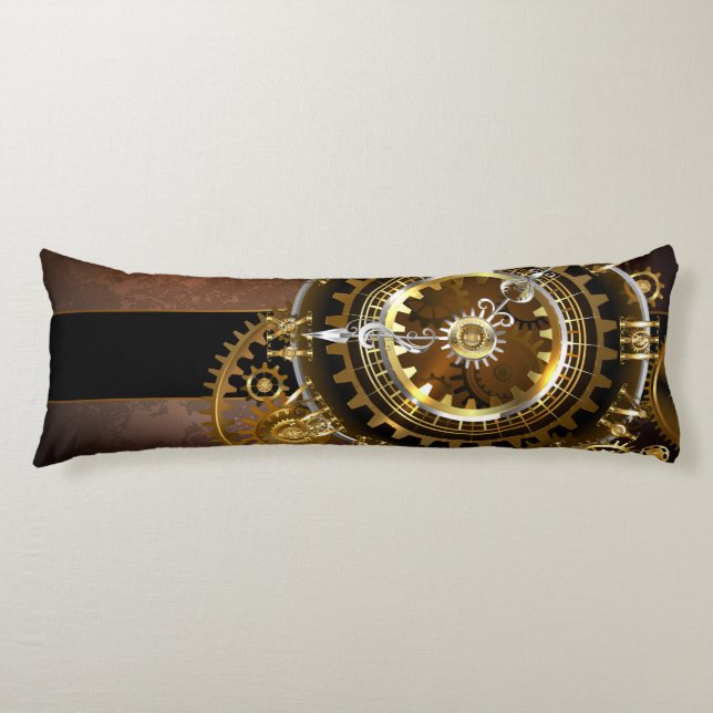 Steampunk clock with antique gears body pillow (Front)