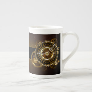 Steampunk clock with antique gears bone china mug