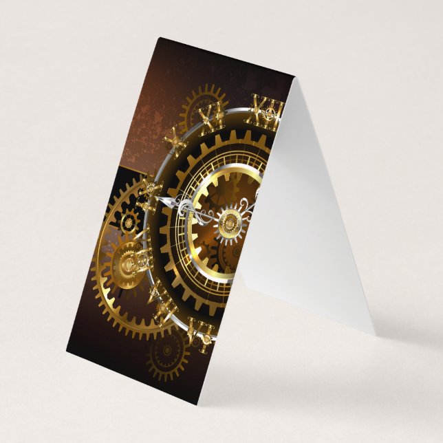 Steampunk clock with antique gears business card (Back)