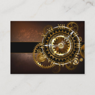 Steampunk clock with antique gears calling card
