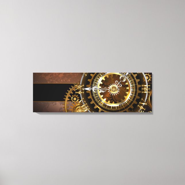 Steampunk clock with antique gears canvas print (Front)