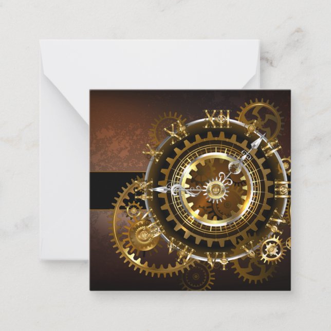 Steampunk clock with antique gears card (Front)