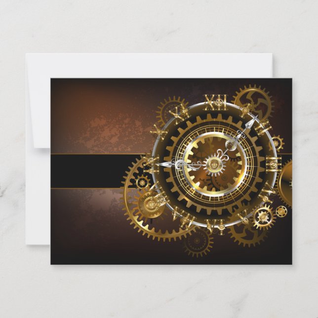 Steampunk clock with antique gears card (Front)