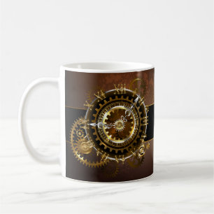 Steampunk clock with antique gears coffee mug