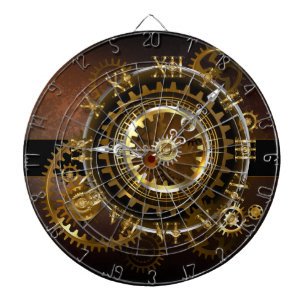 Steampunk clock with antique gears dartboard