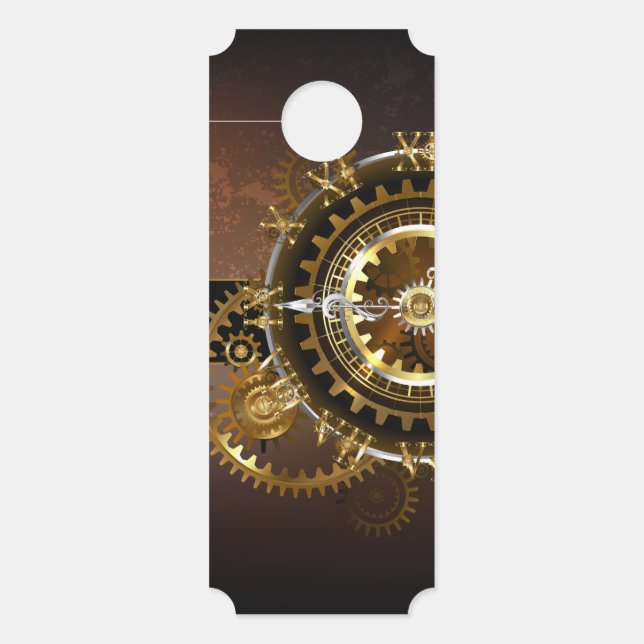 Steampunk clock with antique gears door hanger (Front)