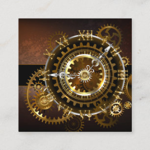 Steampunk clock with antique gears enclosure card