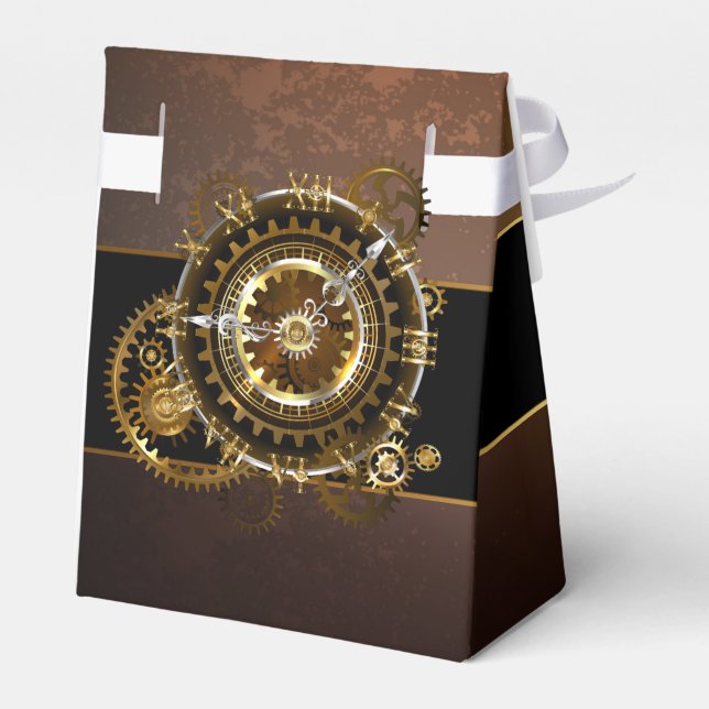 Steampunk clock with antique gears favor box (Back Side)