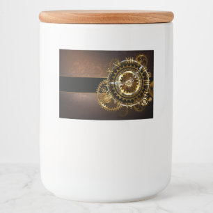 Steampunk clock with antique gears food label