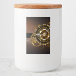 Steampunk clock with antique gears food label