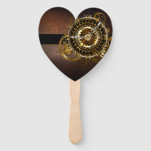 Steampunk clock with antique gears hand fan