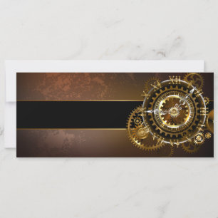 Steampunk clock with antique gears holiday card