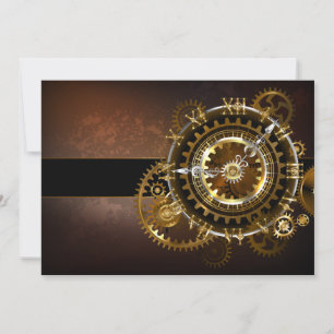 Steampunk clock with antique gears holiday card