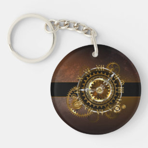 Steampunk clock with antique gears keychain