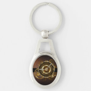 Steampunk clock with antique gears keychain