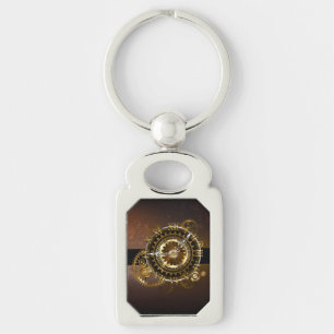 Steampunk clock with antique gears keychain