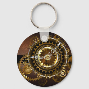 Steampunk clock with antique gears keychain