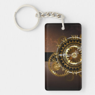 Steampunk clock with antique gears keychain