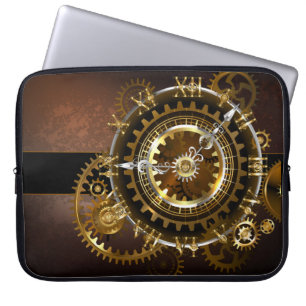 Steampunk clock with antique gears laptop sleeve