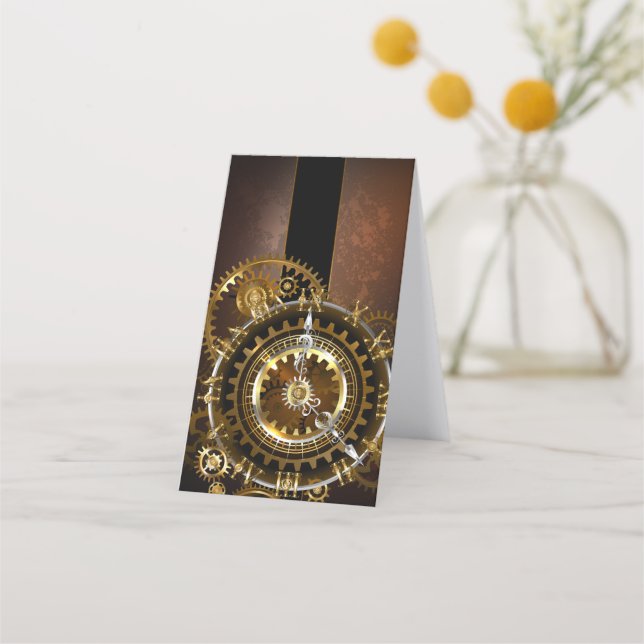 Steampunk clock with antique gears loyalty card (Front)