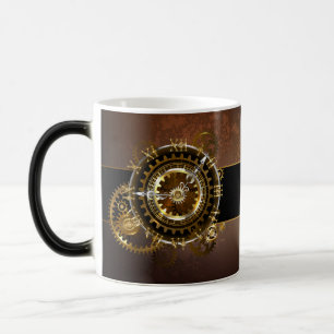 Steampunk clock with antique gears magic mug