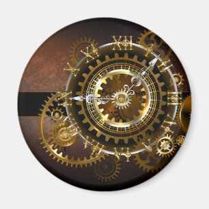 Steampunk clock with antique gears magnet