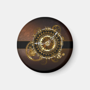 Steampunk clock with antique gears magnet