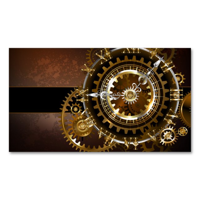 Steampunk clock with antique gears 	Magnetic business card (Front)