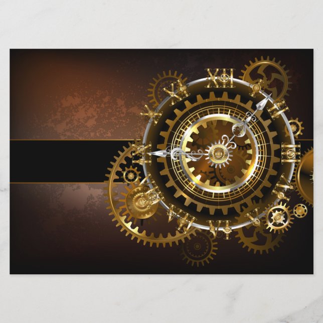 Steampunk clock with antique gears menu (Front)