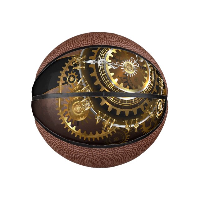 Steampunk clock with antique gears mini basketball (Front)