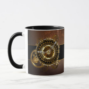 Steampunk clock with antique gears mug