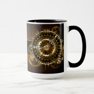 Steampunk clock with antique gears mug