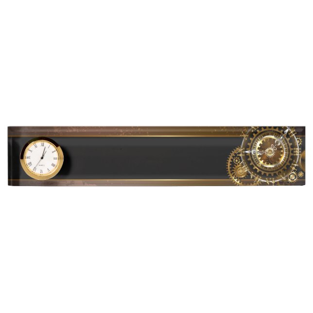 Steampunk clock with antique gears nameplate (Front)
