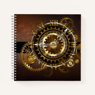 Steampunk clock with antique gears notebook