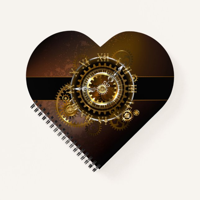 Steampunk clock with antique gears notebook (Front)