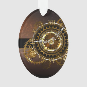 Steampunk clock with antique gears ornament