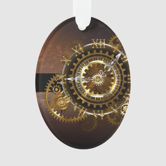 Steampunk clock with antique gears ornament (Front)