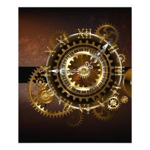 Steampunk clock with antique gears photo print