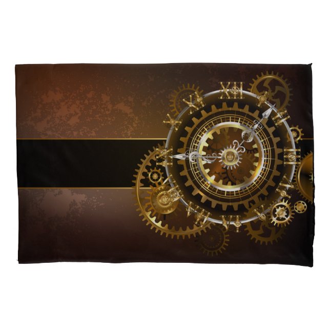Steampunk clock with antique gears pillowcase (Front)
