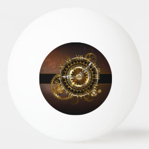 Steampunk clock with antique gears ping pong ball