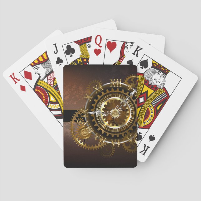 Steampunk clock with antique gears playing cards (Back)