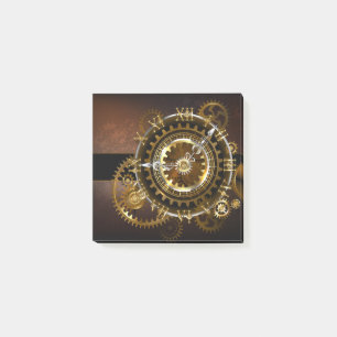 Steampunk clock with antique gears post-it notes