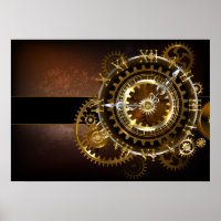 Steampunk clock with antique gears