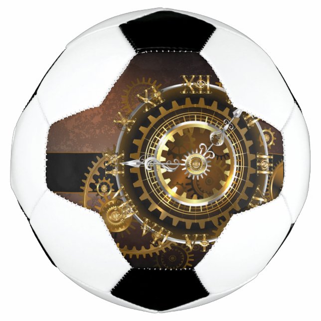 Steampunk clock with antique gears soccer ball (Front)