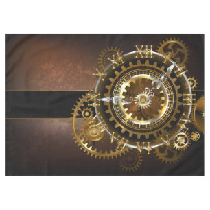Steampunk clock with antique gears tablecloth