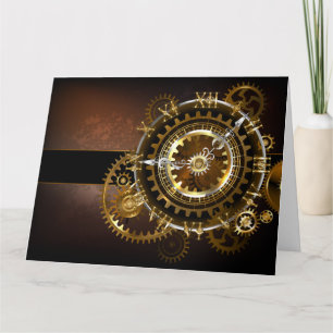 Steampunk clock with antique gears thank you card