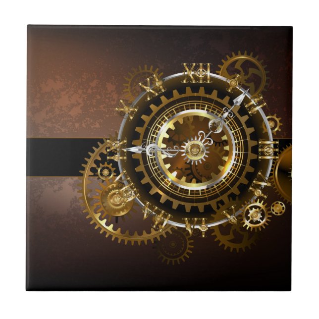 Steampunk clock with antique gears tile (Front)