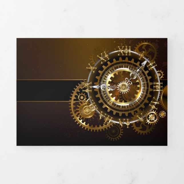 Steampunk clock with antique gears Tri-Fold programme (Cover)