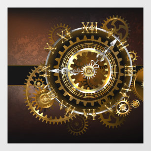 Steampunk clock with antique gears window cling