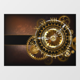 Steampunk clock with antique gears window cling